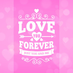 Love you forever typography greeting card background poster