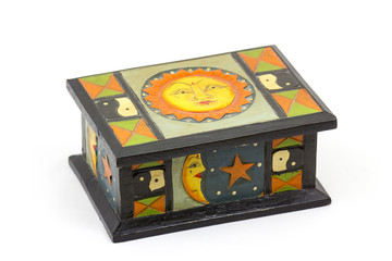 A wooden jewellery box