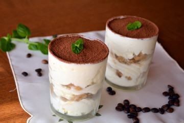 Fresh Italian Tiramisu Dessert  In Glass