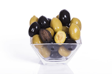 green and black olives