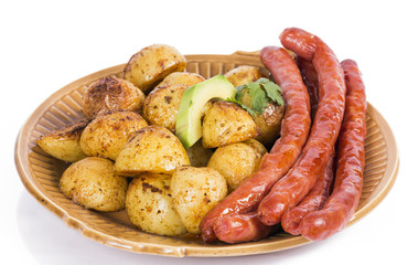 baked potato with sausage