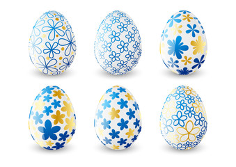 Set of Easter eggs with floral patterns