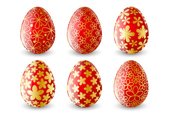 Set of red Easter eggs