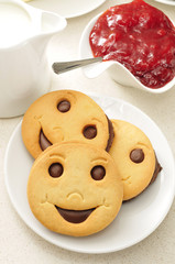 smiley biscuits and jam
