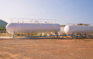 Natural Gas storage tanks in industrial plant.