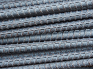 Steel rods or bars used to reinforce concrete