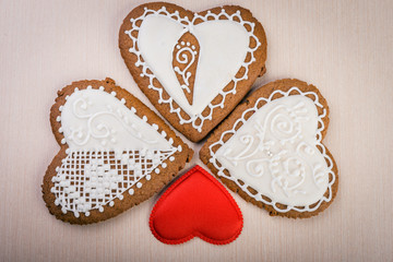 White heart shape gingerbread cookie.