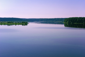 Volga River (Russia) with Green Forest Banks