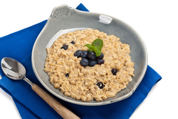 Healthy Homemade Oatmeal with Blueberries for Breakfast
