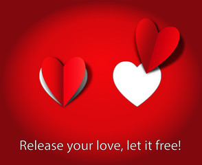 Biglietto con cuori di carta