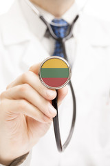 National flag on stethoscope conceptual series - Lithuania