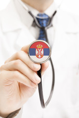 National flag on stethoscope conceptual series - Serbia