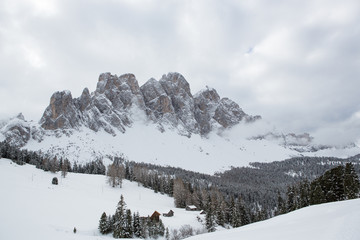 Winter landscape in the Odle (Italy)