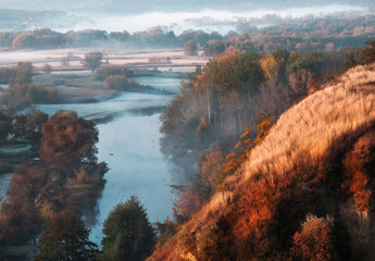 Panorama of autumn river