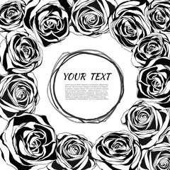 Elegant frame with roses. Floral background