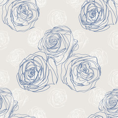 Seamless background with blue roses