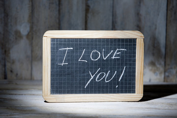 I love you written on blackboards