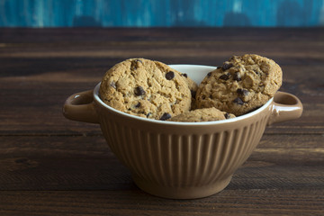 Sweet cookies in bowl, food