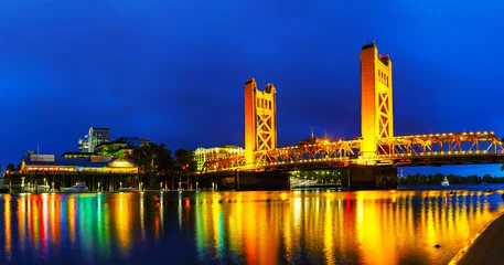 Acrylic prints Tower Bridge Panorama of Golden Gates drawbridge in Sacramento