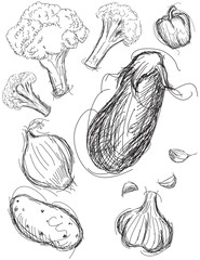 Vegetable medley sketches