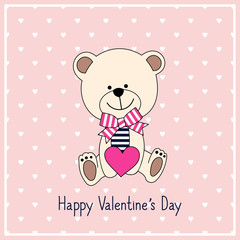 Happy Valentine's Day Card with cute teddy bear