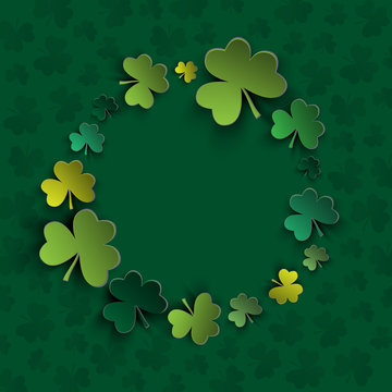 Irish four leaf lucky clovers background for St. Patrick's Day