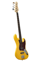 The image of yellow electric guitar under the white background