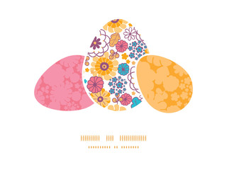 Vector colorful oriental flowers three matching Easter egg