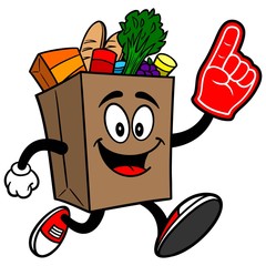 Grocery Bag Running with Foam Finger