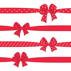 Red bows with ribbons