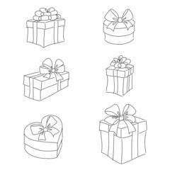 Gift boxes contour clipart