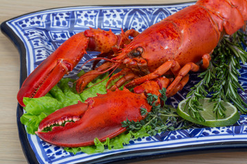 Red boiled lobster
