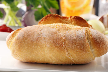 Fresh roll on the table