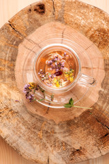 Herbal tea with oregano and strawberries