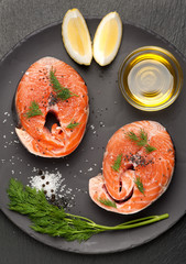  salmon steak with  herbs, spices