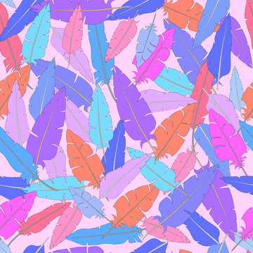 Bright seamless feather pattern