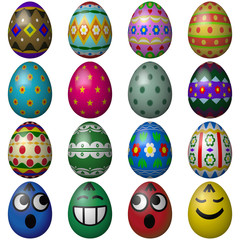 Set of easter eggs isolated on white background