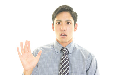 驚いた表情のビジネスマン