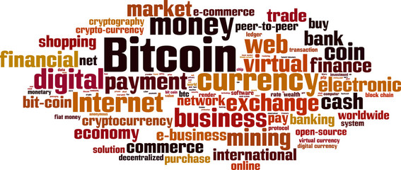 Obraz premium Bitcoin word cloud concept. Vector illustration