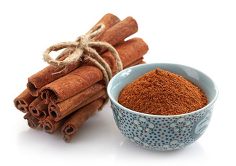 Bowl of cinnamon powder