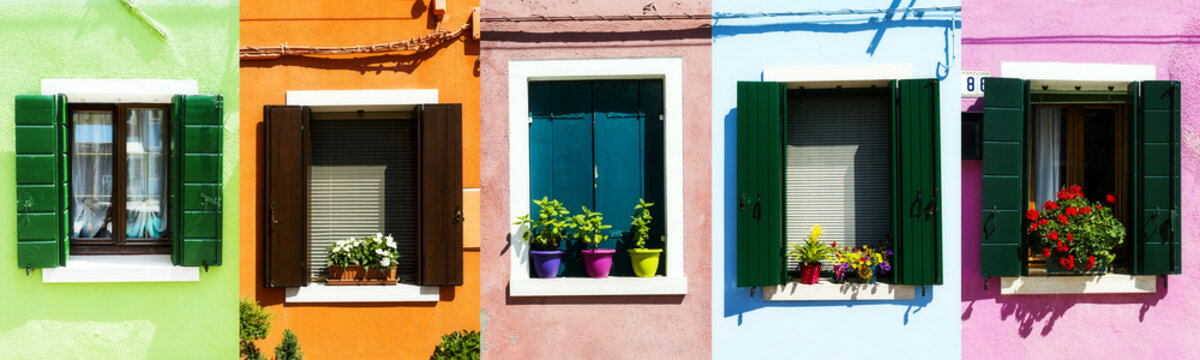 collage of Italian rustic windows