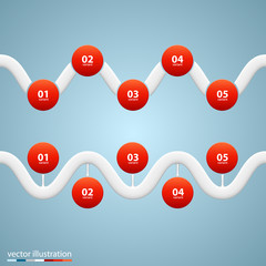 Wave infographic elements with numbers