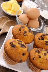 Baking making cooking cake ingredients with fresh muffins photo