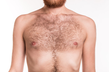 Chest of a man with hair
