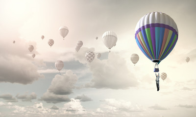 Aerostats in sky