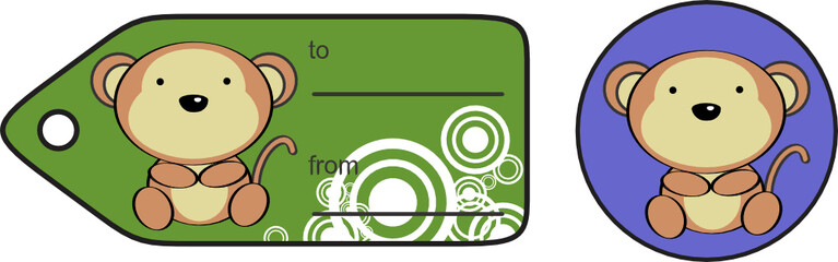 cute baby monkey giftcard sticker