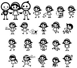 Miss Girly expression and activity icon collection set, create b
