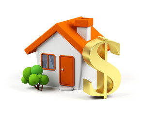 3d house with dollar sign