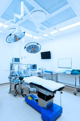 medical devices in modern operating room  take with blue filter