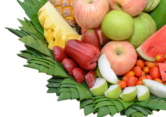 Many different fresh fruits isolated white with clipping path